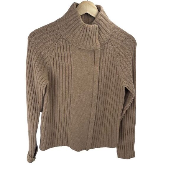 Lauren Ralph Lauren Women's Lambswool Sweater Mock Front Zip Tan Size Small - Picture 5 of 10